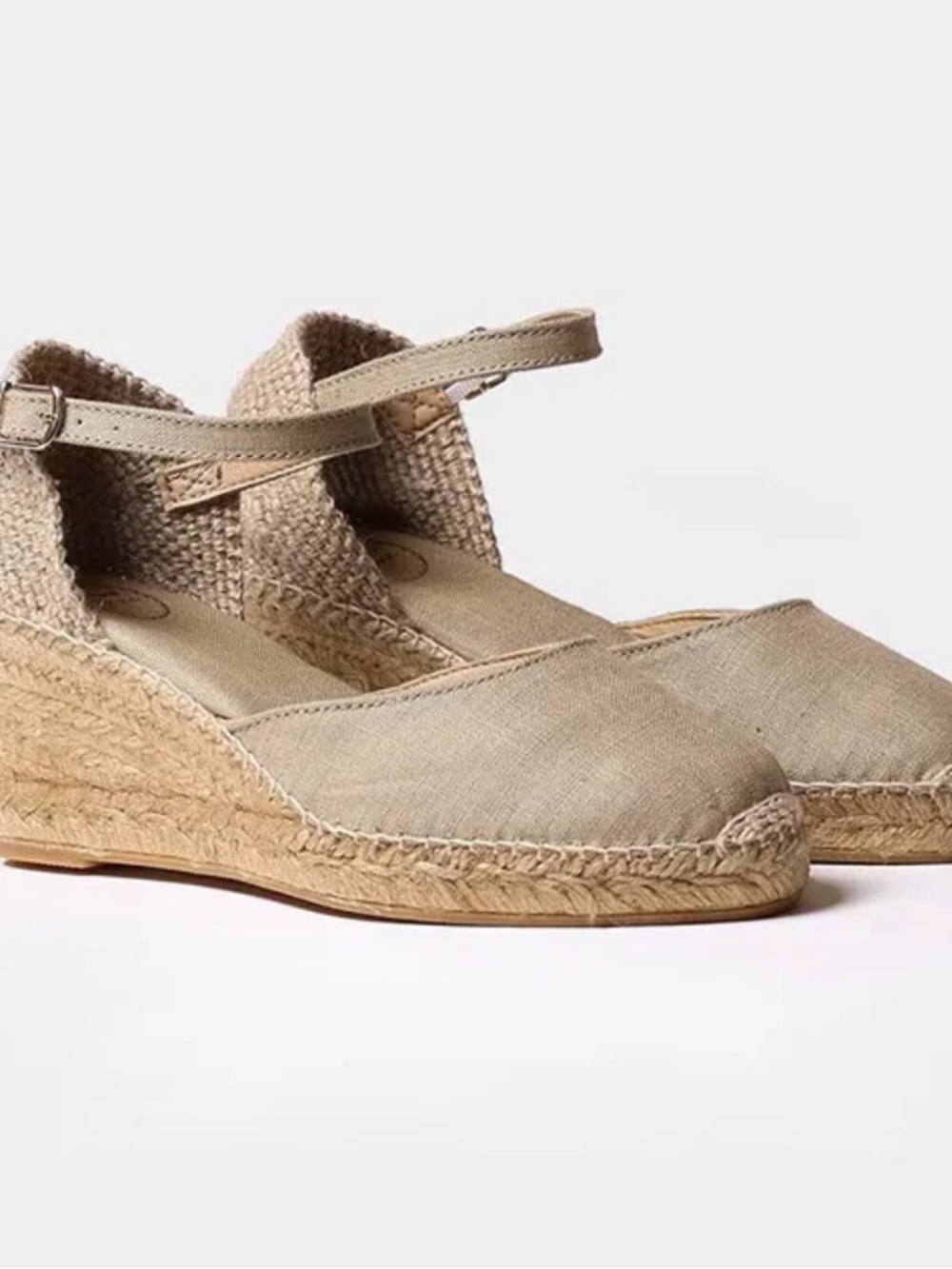 Toni Pons Caldes Espadrille Wedge Sandals in Stone, 37, NIB